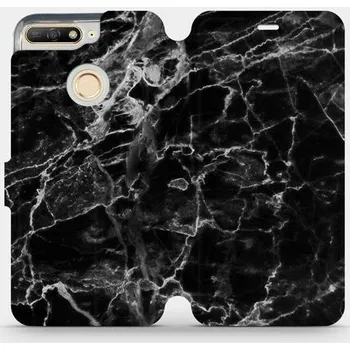 Pouzdro na mobilní telefon Flipové pouzdro Mobiwear - Honor 7A - V056P Černý mramor (Knížkové flip pouzdro, obal, kryt na mobil Honor 7A - V056P Černý mramor, materiál Umělá kůže + TPU - ochrana 360°, stojánek, silikonová vanička, magnetické zavírání)