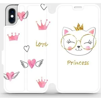 Pouzdro na mobilní telefon Flipové pouzdro Mobiwear - Apple iPhone XS - MH03S Kočička princess (Knížkové flip pouzdro, obal, kryt na mobil Apple iPhone XS - MH03S Kočička princess, materiál Umělá kůže + TPU - ochrana 360°, stojánek, silikonová vanička, magnetické zavírání)