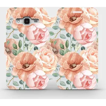 Pouzdro na mobilní telefon Flipové pouzdro Mobiwear - Samsung Galaxy J3 2016 - MP02S Pastelové květy (Knížkové flip pouzdro, obal, kryt na mobil Samsung Galaxy J3 2016 - MP02S Pastelové květy, materiál Umělá kůže + TPU - ochrana 360°, stojánek, silikonová vanička, magnetické zavírá