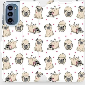 Pouzdro na mobilní telefon Flipové pouzdro Mobiwear - Motorola Moto G62 5G - M097P Mopsíci (Knížkové flip pouzdro, obal, kryt na mobil Motorola Moto G62 5G - M097P Mopsíci, materiál Umělá kůže + TPU - ochrana 360°, stojánek, silikonová vanička, magnetické zavírání)