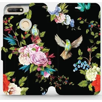 Pouzdro na mobilní telefon Flipové pouzdro Mobiwear - Honor 7A - VD09S Ptáčci a květy (Knížkové flip pouzdro, obal, kryt na mobil Honor 7A - VD09S Ptáčci a květy, materiál Umělá kůže + TPU - ochrana 360°, stojánek, silikonová vanička, magnetické zavírání)