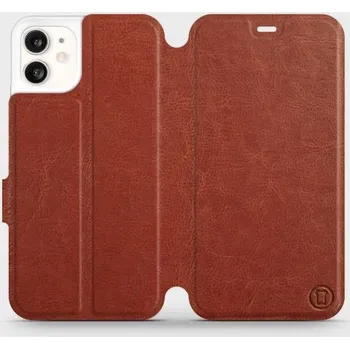 Pouzdro na mobilní telefon Flipové pouzdro Mobiwear - Apple iPhone 11 - Hnědé a šedé (Knížkové flip pouzdro, obal, kryt na mobil Apple iPhone 11 - Hnědé a šedé, materiál Umělá kůže + TPU - ochrana 360°, stojánek, silikonová vanička, magnetické zavírání)