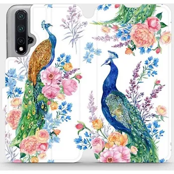Pouzdro na mobilní telefon Flipové pouzdro Mobiwear - Honor 20 - MX08S Pávi (Knížkové flip pouzdro, obal, kryt na mobil Honor 20 - MX08S Pávi, materiál Umělá kůže + TPU - ochrana 360°, stojánek, silikonová vanička, magnetické zavírání)