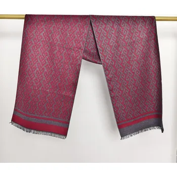 Šála Šála z česaného hedvábí šedo-červená se vzorem oboustranná, HEDVÁBNÝ SVĚT