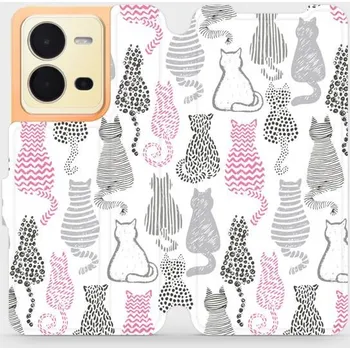 Pouzdro na mobilní telefon Flipové pouzdro Mobiwear - Vivo X80 Lite 5G - MX01S Kočičí zádíčka (Knížkové flip pouzdro, obal, kryt na mobil Vivo X80 Lite 5G - MX01S Kočičí zádíčka, materiál Umělá kůže + TPU - ochrana 360°, stojánek, silikonová vanička, magnetické zavírání)