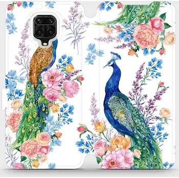 Pouzdro na mobilní telefon Flipové pouzdro Mobiwear - Xiaomi Redmi Note 9 Pro - MX08S Pávi (Knížkové flip pouzdro, obal, kryt na mobil Xiaomi Redmi Note 9 Pro - MX08S Pávi, materiál Umělá kůže + TPU - ochrana 360°, stojánek, silikonová vanička, magnetické zavírání)
