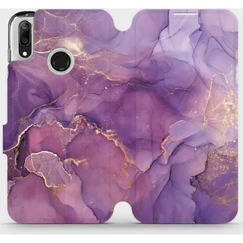 Pouzdro na mobilní telefon Flipové pouzdro Mobiwear - Huawei Y7 2019 - VP20S Fialový mramor (Knížkové flip pouzdro, obal, kryt na mobil Huawei Y7 2019 - VP20S Fialový mramor, materiál Umělá kůže + TPU - ochrana 360°, stojánek, silikonová vanička, magnetické zavírání)