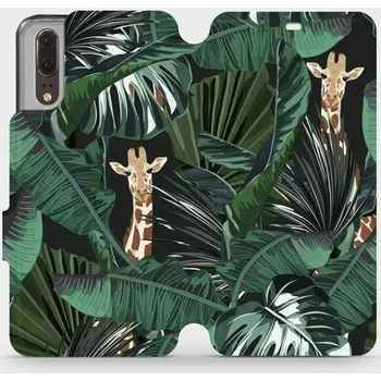 Pouzdro na mobilní telefon Flipové pouzdro Mobiwear - Huawei P20 - VP06P Žirafky (Knížkové flip pouzdro, obal, kryt na mobil Huawei P20 - VP06P Žirafky, materiál Umělá kůže + TPU - ochrana 360°, stojánek, silikonová vanička, magnetické zavírání)