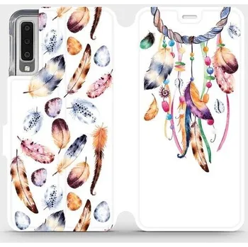 Pouzdro na mobilní telefon Flipové pouzdro Mobiwear - Samsung Galaxy A7 2018 - M003S Lapač a barevná pírka (Knížkové flip pouzdro, obal, kryt na mobil Samsung Galaxy A7 2018 - M003S Lapač a barevná pírka, materiál Umělá kůže + TPU - ochrana 360°, stojánek, silikonová vanička,)