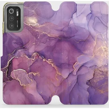 Pouzdro na mobilní telefon Flipové pouzdro Mobiwear - Xiaomi POCO M3 Pro 5G - VP20S Fialový mramor (Knížkové flip pouzdro, obal, kryt na mobil Xiaomi POCO M3 Pro 5G - VP20S Fialový mramor, materiál Umělá kůže + TPU - ochrana 360°, stojánek, silikonová vanička, magnetické zavírání)