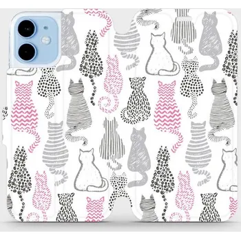 Pouzdro na mobilní telefon Flipové pouzdro Mobiwear - Apple iPhone 12 mini - MX01S Kočičí zádíčka (Knížkové flip pouzdro, obal, kryt na mobil Apple iPhone 12 mini - MX01S Kočičí zádíčka, materiál Umělá kůže + TPU - ochrana 360°, stojánek, silikonová vanička, magnetické zavírání)