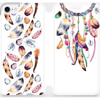 Pouzdro na mobilní telefon Flipové pouzdro Mobiwear - Apple iPhone 7 - M003S Lapač a barevná pírka (Knížkové flip pouzdro, obal, kryt na mobil Apple iPhone 7 - M003S Lapač a barevná pírka, materiál Umělá kůže + TPU - ochrana 360°, stojánek, silikonová vanička, magnetické zavírání)
