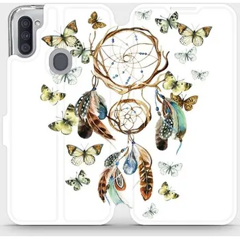 Pouzdro na mobilní telefon Flipové pouzdro Mobiwear - Samsung Galaxy M11 - M001P Lapač a motýlci (Knížkové flip pouzdro, obal, kryt na mobil Samsung Galaxy M11 - M001P Lapač a motýlci, materiál Umělá kůže + TPU - ochrana 360°, stojánek, silikonová vanička, magnetické zavírání)