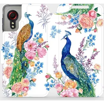 Pouzdro na mobilní telefon Flipové pouzdro Mobiwear - Samsung Galaxy Xcover 5 - MX08S Pávi (Knížkové flip pouzdro, obal, kryt na mobil Samsung Galaxy Xcover 5 - MX08S Pávi, materiál Umělá kůže + TPU - ochrana 360°, stojánek, silikonová vanička, magnetické zavírání)