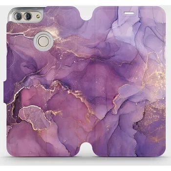 Pouzdro na mobilní telefon Flipové pouzdro Mobiwear - Huawei P Smart - VP20S Fialový mramor (Knížkové flip pouzdro, obal, kryt na mobil Huawei P Smart - VP20S Fialový mramor, materiál Umělá kůže + TPU - ochrana 360°, stojánek, silikonová vanička, magnetické zavírání)