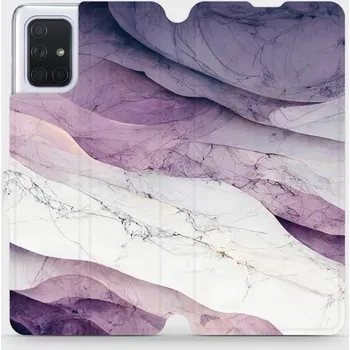 Pouzdro na mobilní telefon Flipové pouzdro Mobiwear - Samsung Galaxy A71 - VP31S Bílý a fialový mramor (Knížkové flip pouzdro, obal, kryt na mobil Samsung Galaxy A71 - VP31S Bílý a fialový mramor, materiál Umělá kůže + TPU - ochrana 360°, stojánek, silikonová vanička, magnetické)