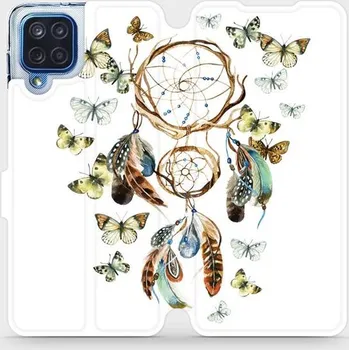 Pouzdro na mobilní telefon Flipové pouzdro Mobiwear - Samsung Galaxy M12 - M001P Lapač a motýlci (Knížkové flip pouzdro, obal, kryt na mobil Samsung Galaxy M12 - M001P Lapač a motýlci, materiál Umělá kůže + TPU - ochrana 360°, stojánek, silikonová vanička, magnetické zavírání)