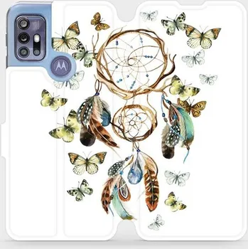 Pouzdro na mobilní telefon Flipové pouzdro Mobiwear - Motorola Moto G30 - M001P Lapač a motýlci (Knížkové flip pouzdro, obal, kryt na mobil Motorola Moto G30 - M001P Lapač a motýlci, materiál Umělá kůže + TPU - ochrana 360°, stojánek, silikonová vanička, magnetické zavírání)