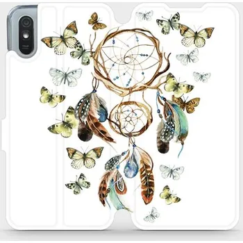 Pouzdro na mobilní telefon Flipové pouzdro Mobiwear - Xiaomi Redmi 9A / 9AT - M001P Lapač a motýlci (Knížkové flip pouzdro, obal, kryt na mobil Xiaomi Redmi 9A / 9AT - M001P Lapač a motýlci, materiál Umělá kůže + TPU - ochrana 360°, stojánek, silikonová vanička, magnetické zavírání
