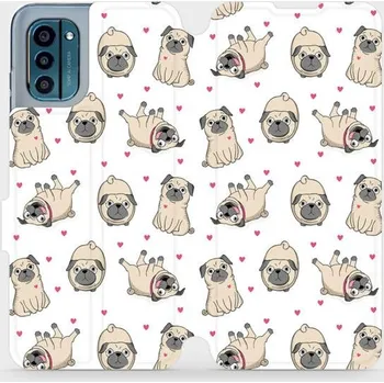 Pouzdro na mobilní telefon Flipové pouzdro Mobiwear - Nokia G21 / Nokia G11 - M097P Mopsíci (Knížkové flip pouzdro, obal, kryt na mobil Nokia G21 / Nokia G11 - M097P Mopsíci, materiál Umělá kůže + TPU - ochrana 360°, stojánek, silikonová vanička, magnetické zavírání)