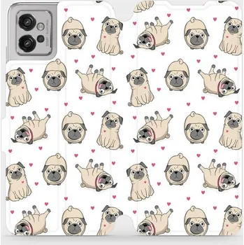 Pouzdro na mobilní telefon Flipové pouzdro Mobiwear - Motorola Moto G32 - M097P Mopsíci (Knížkové flip pouzdro, obal, kryt na mobil Motorola Moto G32 - M097P Mopsíci, materiál Umělá kůže + TPU - ochrana 360°, stojánek, silikonová vanička, magnetické zavírání)