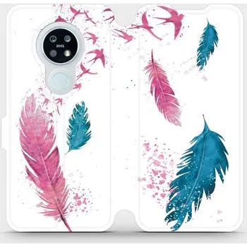 Pouzdro na mobilní telefon Flipové pouzdro Mobiwear - Nokia 6.2 - MR08S Pírka (Knížkové flip pouzdro, obal, kryt na mobil Nokia 6.2 - MR08S Pírka, materiál Umělá kůže + TPU - ochrana 360°, stojánek, silikonová vanička, magnetické zavírání)