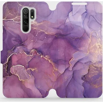 Pouzdro na mobilní telefon Flipové pouzdro Mobiwear - Xiaomi Redmi 9 - VP20S Fialový mramor (Knížkové flip pouzdro, obal, kryt na mobil Xiaomi Redmi 9 - VP20S Fialový mramor, materiál Umělá kůže + TPU - ochrana 360°, stojánek, silikonová vanička, magnetické zavírání)