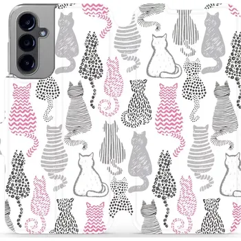 Pouzdro na mobilní telefon Flipové pouzdro Mobiwear - Samsung Galaxy A14 LTE / 5G - MX01S Kočičí zádíčka (Knížkové flip pouzdro, obal, kryt na mobil Samsung Galaxy A14 LTE / 5G - MX01S Kočičí zádíčka, materiál Umělá kůže + TPU - ochrana 360°, stojánek, silikonová vanička, magnetick