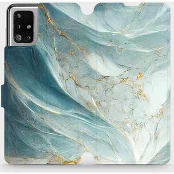 Pouzdro na mobilní telefon Flipové pouzdro Mobiwear - Samsung Galaxy M51 - VP34S Zelenkavý a zlatavý mramor (Knížkové flip pouzdro, obal, kryt na mobil Samsung Galaxy M51 - VP34S Zelenkavý a zlatavý mramor, materiál Umělá kůže + TPU - ochrana 360°, stojánek, silikonová vanička,)