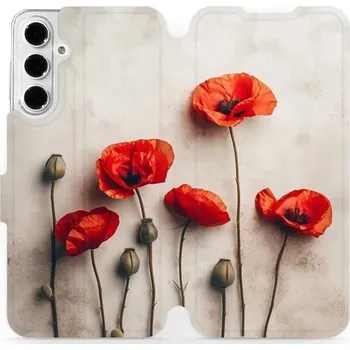 Flipové pouzdro Mobiwear - Samsung Galaxy A16 / A16 5G - VP42S Vlčí máky (Knížkové flip pouzdro, obal, kryt na mobil Samsung Galaxy A16 / A16 5G - VP42S Vlčí máky, materiál Umělá kůže + TPU - ochrana 360°, stojánek, silikonová vanička, magnetické zavírání