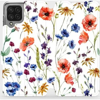 Pouzdro na mobilní telefon Flipové pouzdro Mobiwear - Samsung Galaxy A22 4G - MP04S Luční kvítí (Knížkové flip pouzdro, obal, kryt na mobil Samsung Galaxy A22 4G - MP04S Luční kvítí, materiál Umělá kůže + TPU - ochrana 360°, stojánek, silikonová vanička, magnetické zavírání)
