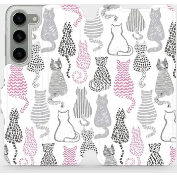 Pouzdro na mobilní telefon Flipové pouzdro Mobiwear - Samsung Galaxy S23 - MX01S Kočičí zádíčka (Knížkové flip pouzdro, obal, kryt na mobil Samsung Galaxy S23 - MX01S Kočičí zádíčka, materiál Umělá kůže + TPU - ochrana 360°, stojánek, silikonová vanička, magnetické zavírání)