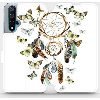 Pouzdro na mobilní telefon Flipové pouzdro Mobiwear - Huawei Nova 5T - M001P Lapač a motýlci (Knížkové flip pouzdro, obal, kryt na mobil Huawei Nova 5T - M001P Lapač a motýlci, materiál Umělá kůže + TPU - ochrana 360°, stojánek, silikonová vanička, magnetické zavírání)