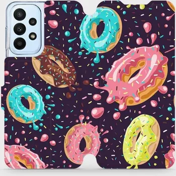 Pouzdro na mobilní telefon Flipové pouzdro Mobiwear - Samsung Galaxy A23 / A23 5G VP19S Donutky (Knížkové flip pouzdro, obal, kryt na mobil Samsung Galaxy A23 / A23 5G VP19S Donutky, materiál Umělá kůže + TPU - ochrana 360°, stojánek, silikonová vanička, magnetické zavírání)