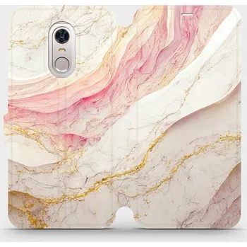 Pouzdro na mobilní telefon Flipové pouzdro Mobiwear - Xiaomi Redmi 5 Plus - VP32S Růžový a zlatavý mramor (Knížkové flip pouzdro, obal, kryt na mobil Xiaomi Redmi 5 Plus - VP32S Růžový a zlatavý mramor, materiál Umělá kůže + TPU - ochrana 360°, stojánek, silikonová vanička,)