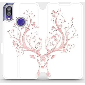 Pouzdro na mobilní telefon Flipové pouzdro Mobiwear - Xiaomi Redmi Note 7 - M007S Růžový jelínek (Knížkové flip pouzdro, obal, kryt na mobil Xiaomi Redmi Note 7 - M007S Růžový jelínek, materiál Umělá kůže + TPU - ochrana 360°, stojánek, silikonová vanička, magnetické zavírání)