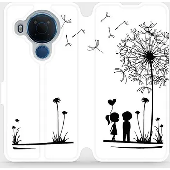 Pouzdro na mobilní telefon Flipové pouzdro Mobiwear - Nokia 5.4 - MH16P Dvojice s pampeliškou (Knížkové flip pouzdro, obal, kryt na mobil Nokia 5.4 - MH16P Dvojice s pampeliškou, materiál Umělá kůže + TPU - ochrana 360°, stojánek, silikonová vanička, magnetické zavírání)