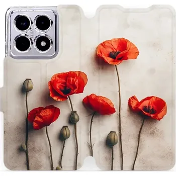 Pouzdro na mobilní telefon Flipové pouzdro Mobiwear - Xiaomi 14T Pro - VP42S Vlčí máky (Knížkové flip pouzdro, obal, kryt na mobil Xiaomi 14T Pro - VP42S Vlčí máky, materiál Umělá kůže + TPU - ochrana 360°, stojánek, silikonová vanička, magnetické zavírání)