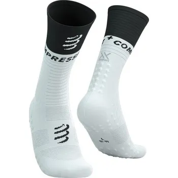 Pánské ponožky Kompresní ponožky Compressport Mid Compression Socks V2.0 - White/Black Velikost: EU 39-41