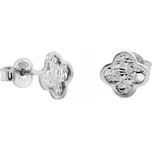 Lillian Vassago Zlaté náušnice čtyřlístek s gravírem LLV31-GER049 Barva zlata: Bílá