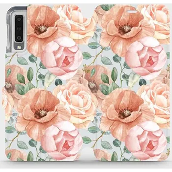 Pouzdro na mobilní telefon Flipové pouzdro Mobiwear - Samsung Galaxy A7 2018 - MP02S Pastelové květy (Knížkové flip pouzdro, obal, kryt na mobil Samsung Galaxy A7 2018 - MP02S Pastelové květy, materiál Umělá kůže + TPU - ochrana 360°, stojánek, silikonová vanička, magnetické zavírá
