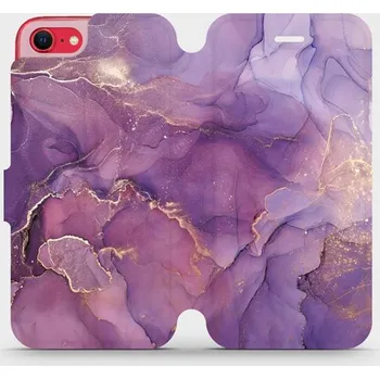 Pouzdro na mobilní telefon Flipové pouzdro Mobiwear - Apple iPhone SE (2022) - VP20S Fialový mramor (Knížkové flip pouzdro, obal, kryt na mobil Apple iPhone SE (2022) - VP20S Fialový mramor, materiál Umělá kůže + TPU - ochrana 360°, stojánek, silikonová vanička, magnetické zavírání