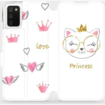 Pouzdro na mobilní telefon Flipové pouzdro Mobiwear - Samsung Galaxy A02s - MH03S Kočička princess (Knížkové flip pouzdro, obal, kryt na mobil Samsung Galaxy A02s - MH03S Kočička princess, materiál Umělá kůže + TPU - ochrana 360°, stojánek, silikonová vanička, magnetické zavírání)