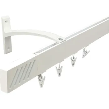 Garnýž Kovovégarnýže.cz Garnýže Square line elegance santi bílá lesklá Varianta jednořadá nebo dvouřadá: Jednořadá, Délka: 301-350cm, Uchycení látky: jezdec s kovovou žabkou