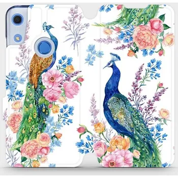 Pouzdro na mobilní telefon Flipové pouzdro Mobiwear - Huawei Y6S / Honor 8A - MX08S Pávi (Knížkové flip pouzdro, obal, kryt na mobil Huawei Y6S / Honor 8A - MX08S Pávi, materiál Umělá kůže + TPU - ochrana 360°, stojánek, silikonová vanička, magnetické zavírání)