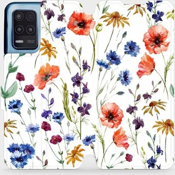 Pouzdro na mobilní telefon Flipové pouzdro Mobiwear - Realme 8 5G - MP04S Luční kvítí (Knížkové flip pouzdro, obal, kryt na mobil Realme 8 5G - MP04S Luční kvítí, materiál Umělá kůže + TPU - ochrana 360°, stojánek, silikonová vanička, magnetické zavírání)