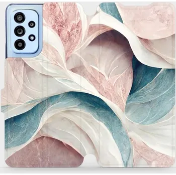 Pouzdro na mobilní telefon Flipové pouzdro Mobiwear - Samsung Galaxy A53 5G - VP33S Růžový a zelenkavý mramor (Knížkové flip pouzdro, obal, kryt na mobil Samsung Galaxy A53 5G - VP33S Růžový a zelenkavý mramor, materiál Umělá kůže + TPU - ochrana 360°, stojánek, silikonová vanička,