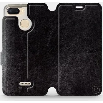 Pouzdro na mobilní telefon Flipové pouzdro Mobiwear - Xiaomi Redmi 6 - Černé a šedé (Knížkové flip pouzdro, obal, kryt na mobil Xiaomi Redmi 6 - Černé a šedé, materiál Umělá kůže + TPU - ochrana 360°, stojánek, silikonová vanička, magnetické zavírání)