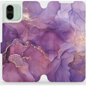 Pouzdro na mobilní telefon Flipové pouzdro Mobiwear - Xiaomi Redmi A1 - VP20S Fialový mramor (Knížkové flip pouzdro, obal, kryt na mobil Xiaomi Redmi A1 - VP20S Fialový mramor, materiál Umělá kůže + TPU - ochrana 360°, stojánek, silikonová vanička, magnetické zavírání)