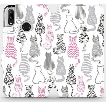 Pouzdro na mobilní telefon Flipové pouzdro Mobiwear - Huawei Y7 2019 - MX01S Kočičí zádíčka (Knížkové flip pouzdro, obal, kryt na mobil Huawei Y7 2019 - MX01S Kočičí zádíčka, materiál Umělá kůže + TPU - ochrana 360°, stojánek, silikonová vanička, magnetické zavírání)